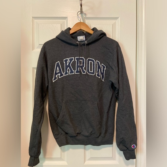 Champion University Of Akron Zips Roo Gray Size Small Hoodie Sweatshirt - Picture 1 of 4